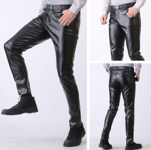 mens stretch leather pants